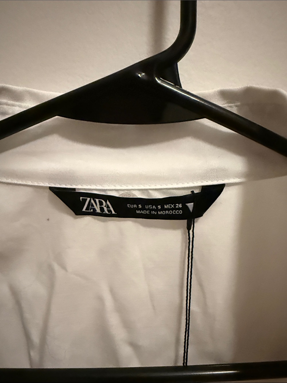 Zara White Cropped Elastic-Hem Button Shirt - Picture 3 of 4